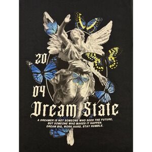 Dream State Angel Butterfly Graphic T-Shirt Black Gothic Streetwear Y2K